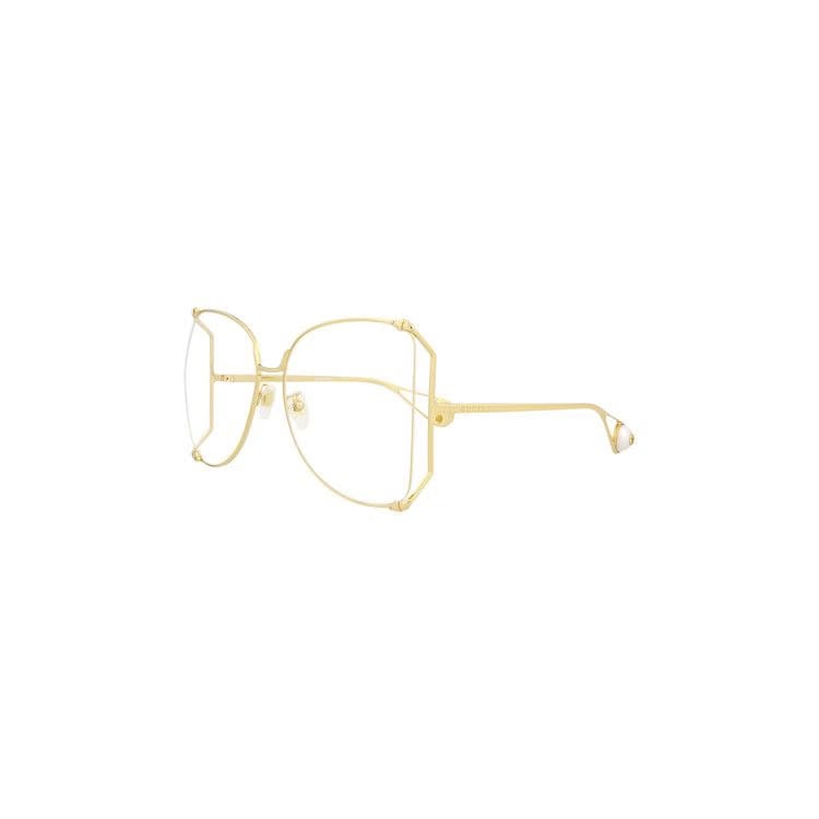 Gucci Oversized Frame Sunglasses Gold/Transparent