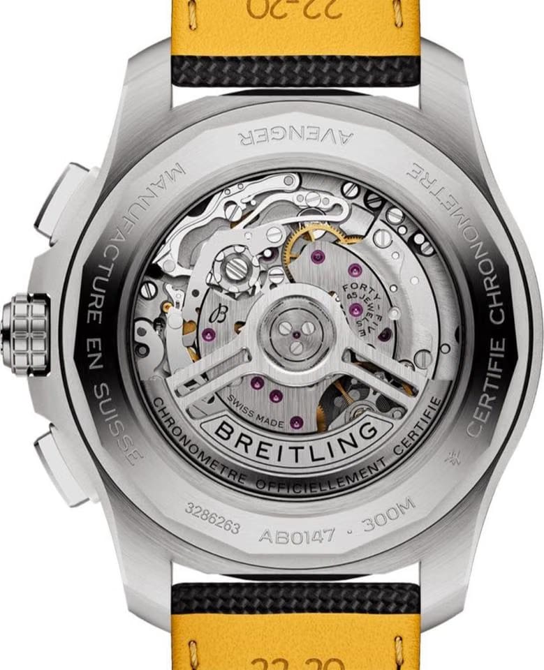 Breitling Avenger B01 Chronograph 44mm Black Dial & Strap Men's Stainless Steel Watch AB0147101 B1 X1 Complete Full Set