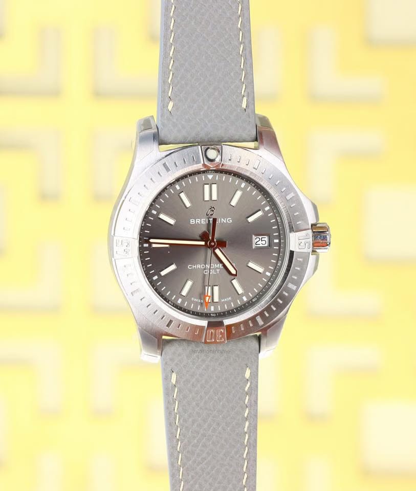 Breitling Chronomat Colt Automatic "Storm" 41mm Anthracite Dial - Stainless Steel on Grey Strap