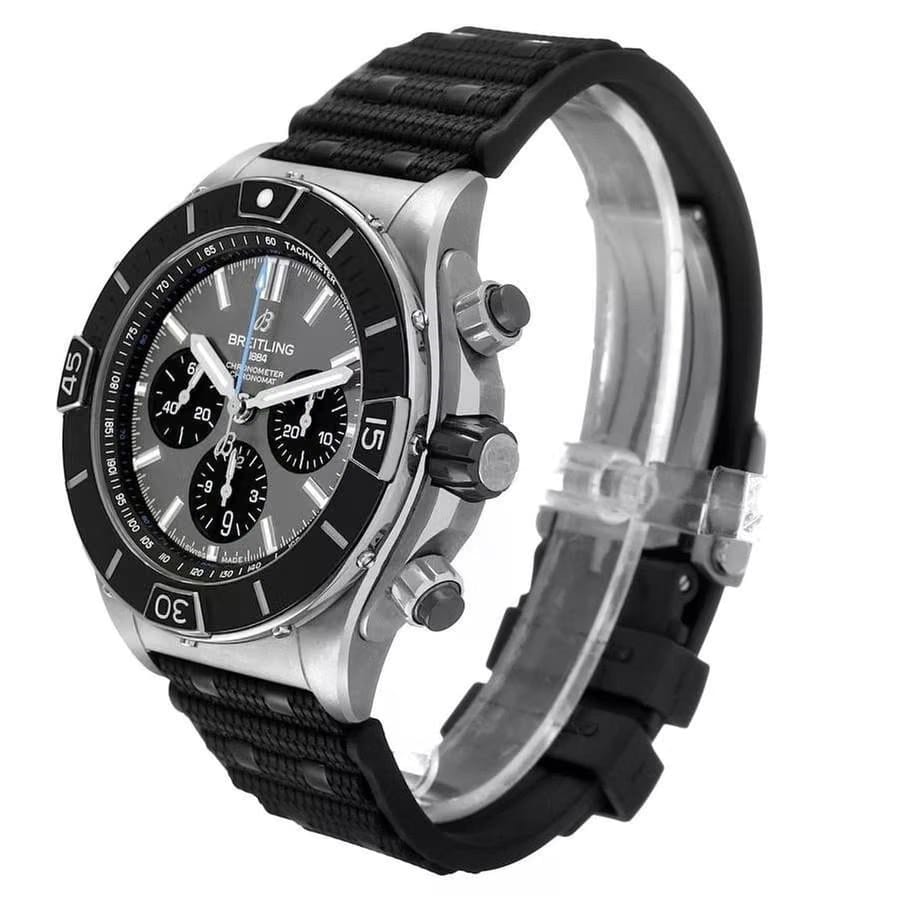 Breitling Chronomat Super Chronomat B01 44mm Grey Dial Titanium Black Rubber Strap Men's Watch EB0136251 M1 S1 Complete Full Set