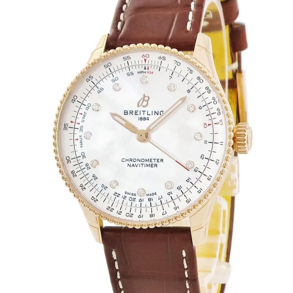 Breitling Navitimer Watches R17327211 A1 P1 R17327 Navitimer 36 Unused K18 RG Original Factory Diamond Shell