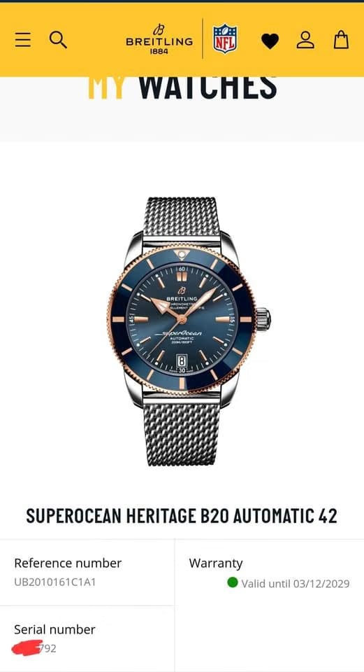 Breitling Superocean Heritage 42 B20 Automatic 42 warranty until Dec 2029