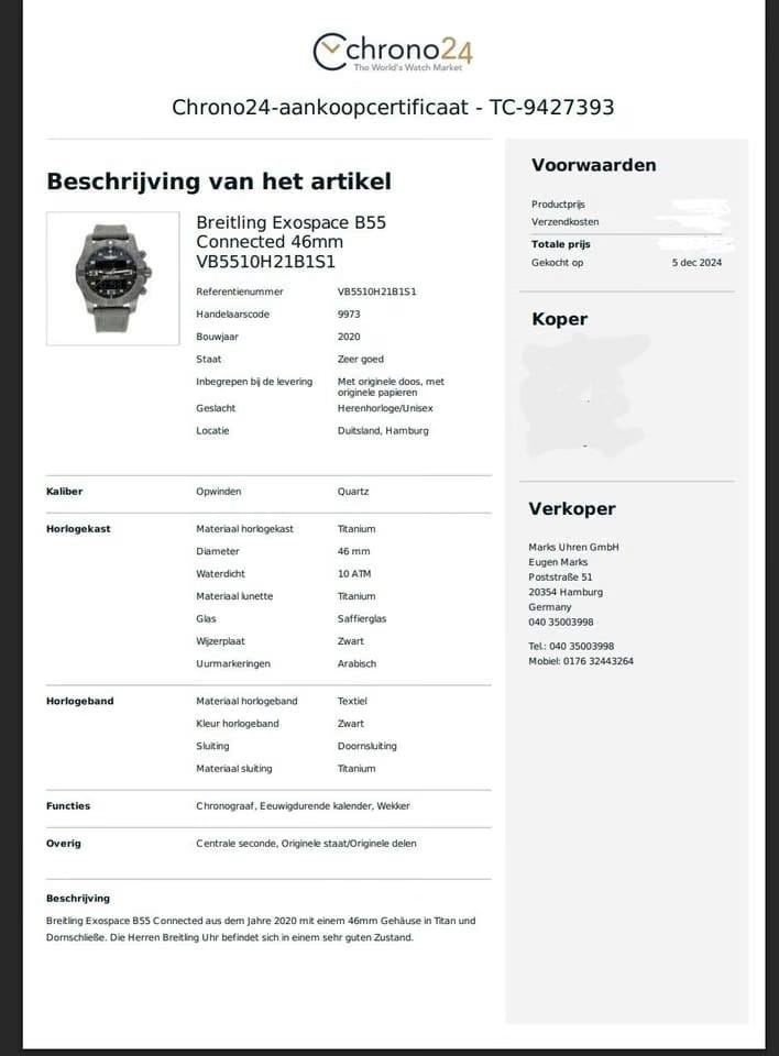 Breitling Exospace B55 Connected Volledige set collecters item geen krasje te bekennen!