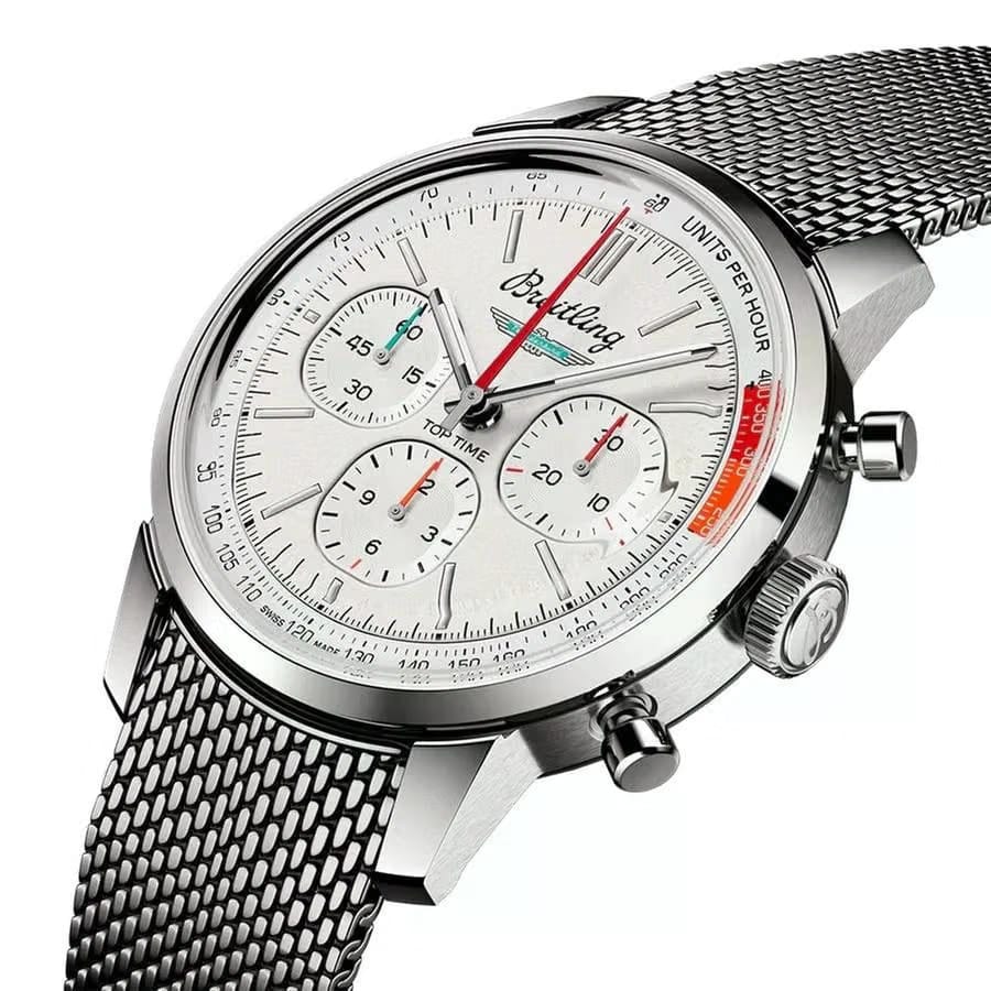 Breitling Top Time B01 Ford Thunderbird Silver Dial Stainless Steel Men's Watch AB01766 A1 A1 A1 Complete Full Set