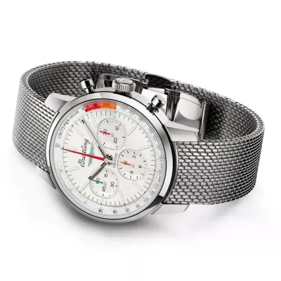 Breitling Top Time B01 Ford Thunderbird Silver Dial Stainless Steel Men's Watch AB01766 A1 A1 A1 Complete Full Set