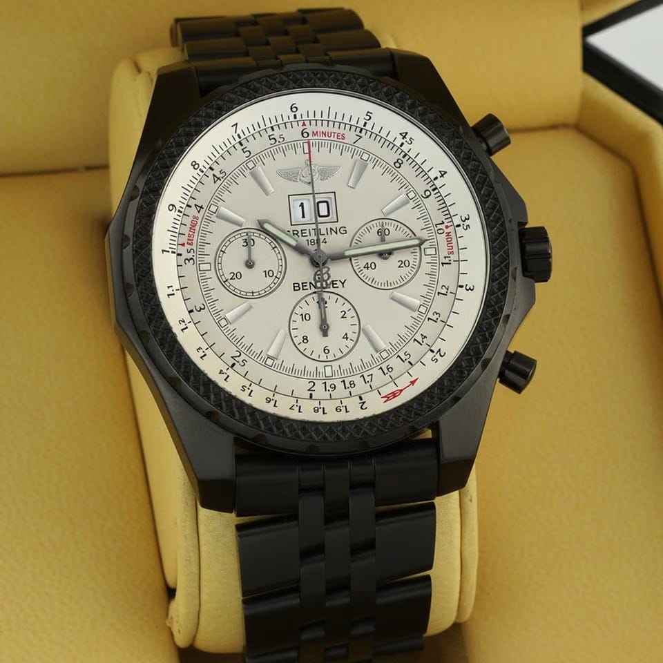 Breitling Bentley 6.75 Motors 6.75 Speed Sport 'Silver Storm' Black Steel Bespoke Special Edition A44362 Full Set - Bespoke Pure Black Physical Vapor Deposition Rare