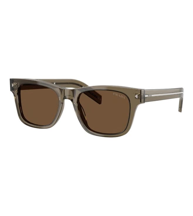 Prada Signature Brown UV Protected Rectangular Sunglasses for Men 0PRA17S18T70F54