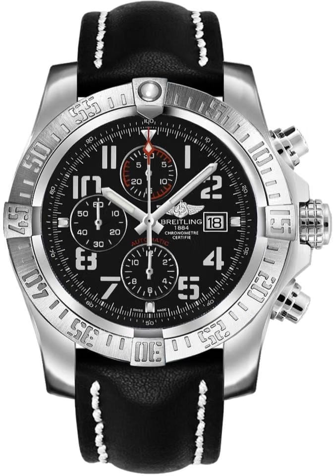 Breitling Super Avenger IIVolcano Black Edition Chronograph Automatic Black Arabic A13371 Leather