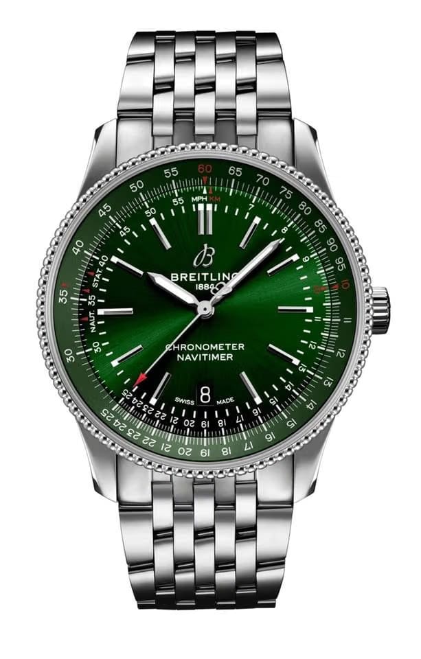 Breitling Navitimer Automatic 41mm Green Dial Mens Steel Watch NEW UNWORN