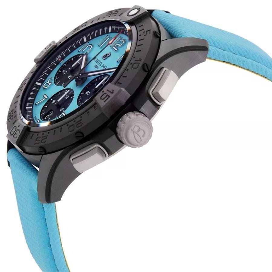 Breitling Avenger B01 42mm Night Mission Turquoise Blue Dial Leather Strap Men's Watch SB0146101 L1 X1 Complete Full Set