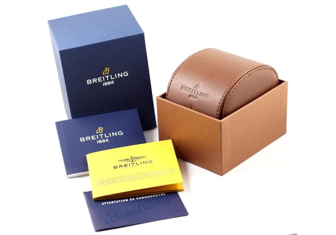 Breitling Chronomat 4444mm Steel Case Black Dial Black Calfskin Strap AB011011/B967 NEW - Warranty start: 2021
