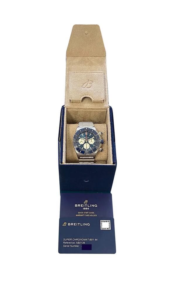 Breitling Chronomat Super Chronomat B01 44mm Blue Dial MINT 2022 Box & Card