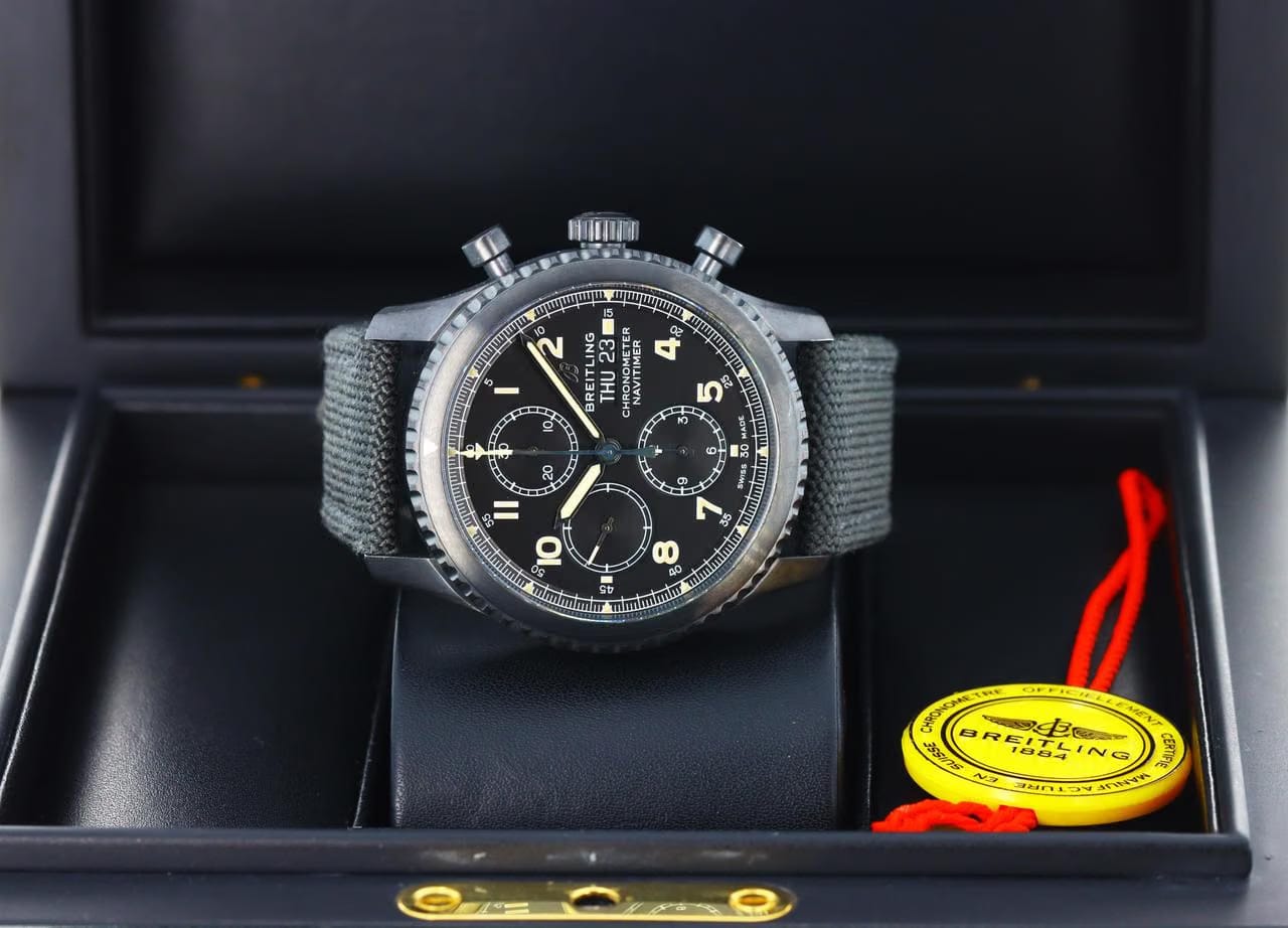 Breitling Navitimer 8 Chronograph Day-Date Black Dial - Black DLC Steel on Strap