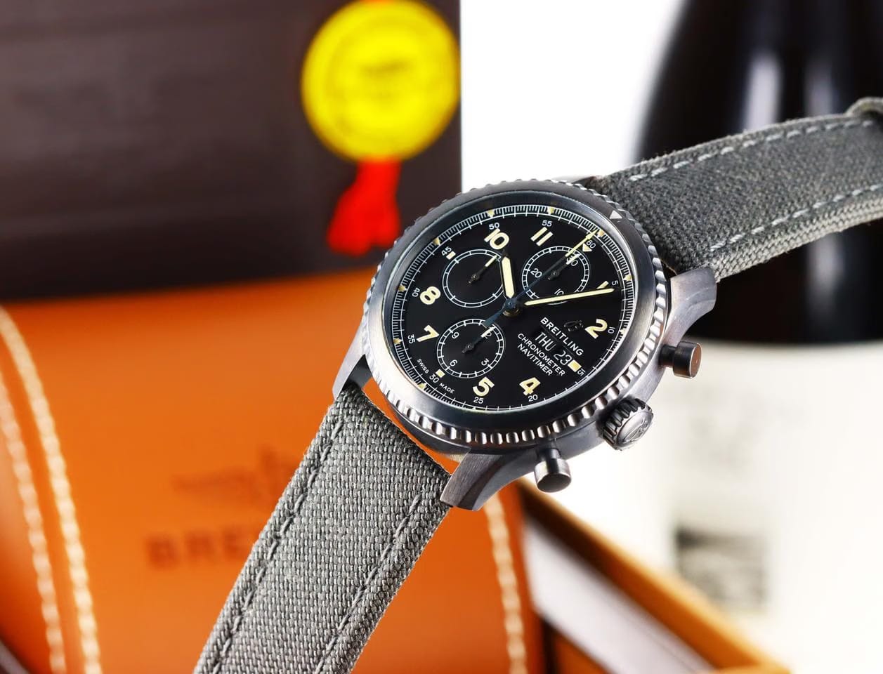Breitling Navitimer 8 Chronograph Day-Date Black Dial - Black DLC Steel on Strap