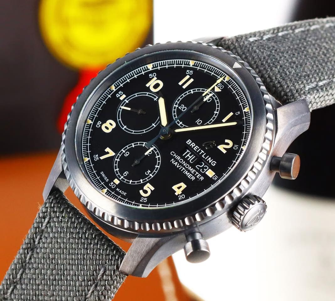 Breitling Navitimer 8 Chronograph Day-Date Black Dial - Black DLC Steel on Strap