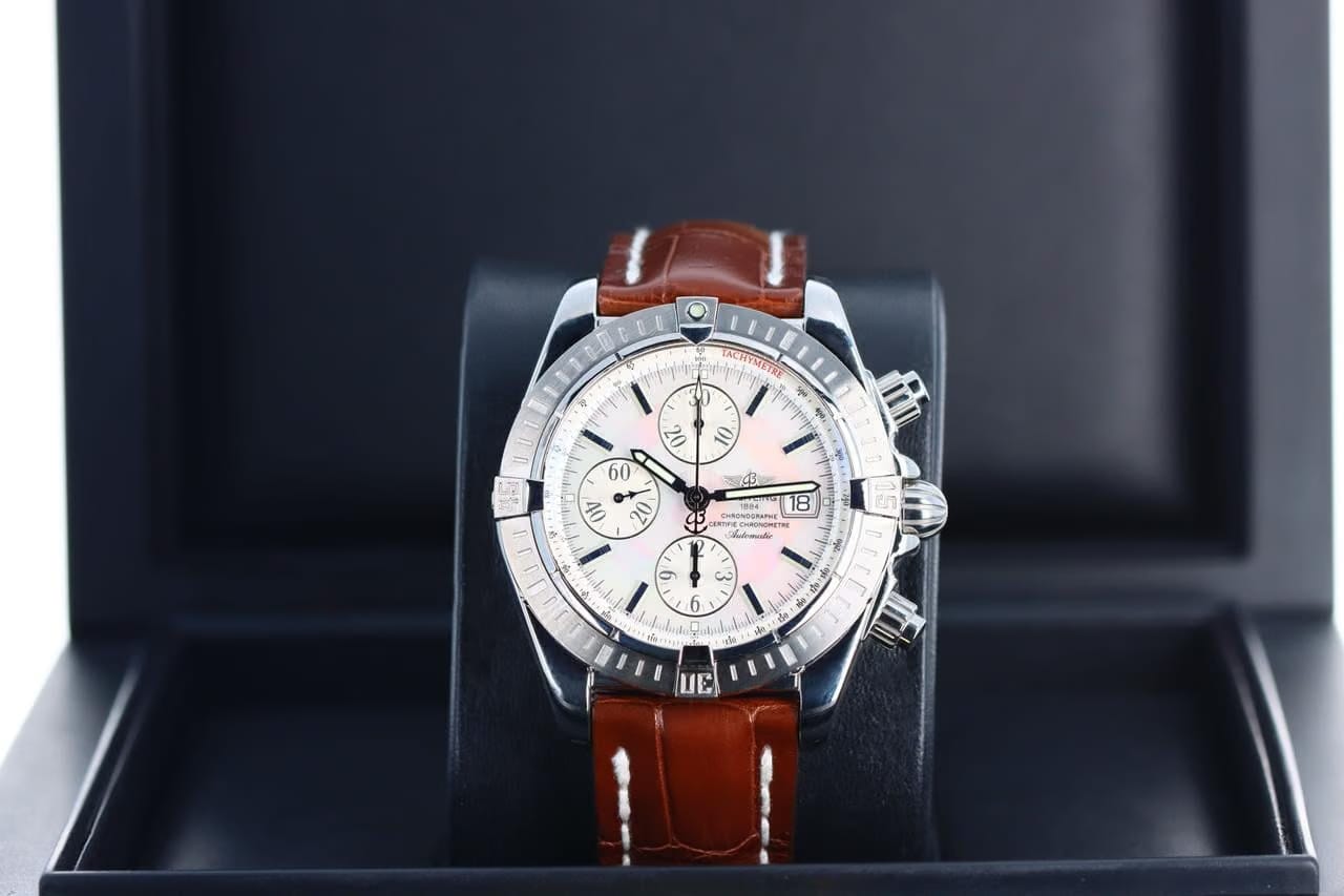 Breitling Chronomat Evolution44 Evolution Mother-of-Pearl Stainless Steel A13356 Brown Alligator Deployant