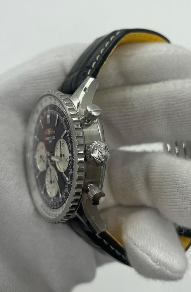 Breitling Navitimer 1 B01 Chronograph41 Automatic Black Dial Leather Strap AB0139211 B1 P1 Full set