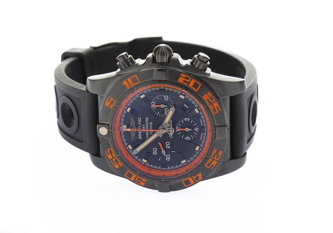 Breitling Chronomat 44 Raven44mm Raven Steel Case Black Dial Black Rubber Strap MB0111 C2/BD07 NEW - Warranty start: 2021