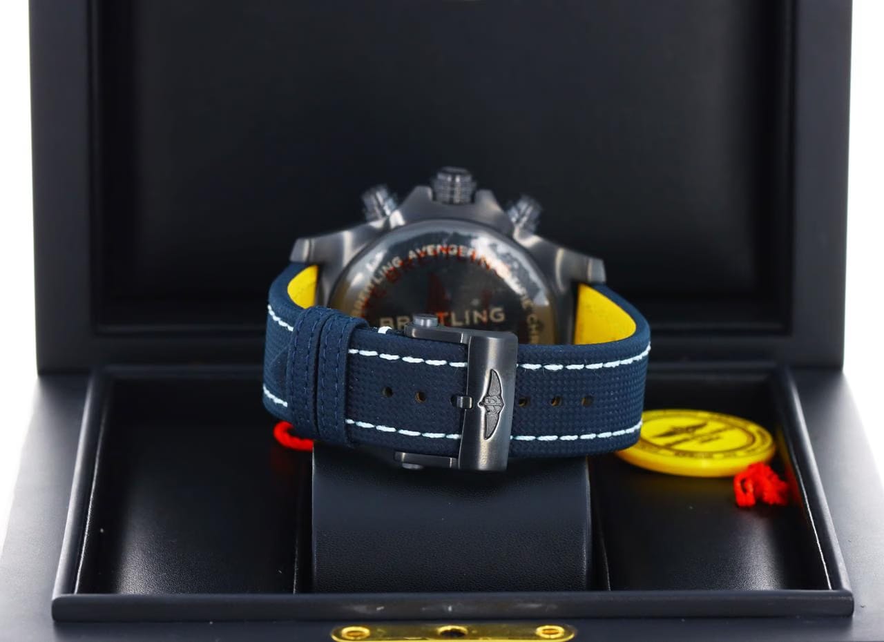 Breitling Super Avenger Chronograph 48mm Night Mission Blue Dial - DLC Titanium on Strap