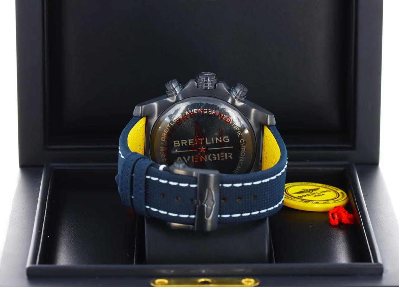 Breitling Super Avenger Chronograph 48mm Night Mission Blue Dial - DLC Titanium on Strap