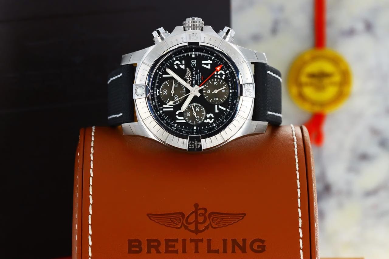 Breitling Avenger Chronograph GMT 45mm Black Dial - Stainless Steel on Strap