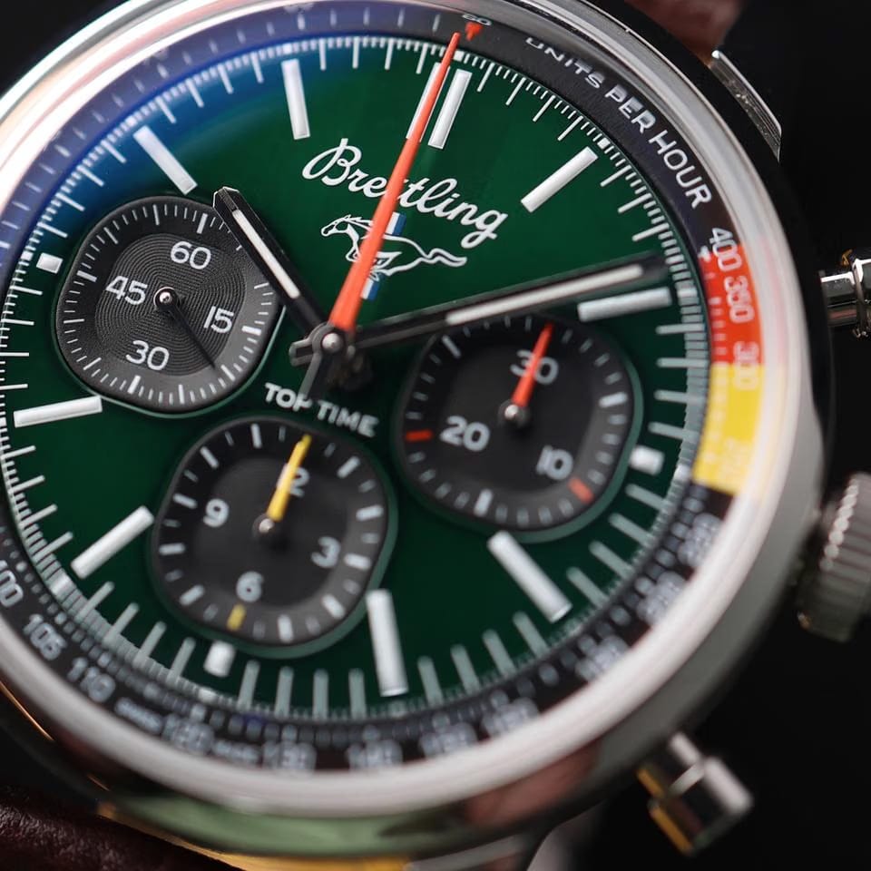 Breitling Top Time Chronograph Mustang Green Dial NEW 2024