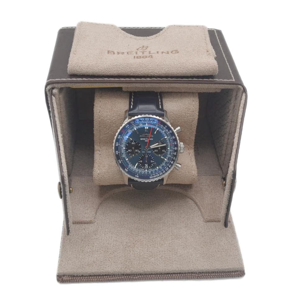 Breitling Navitimer 1 B01 Chronograph Automatic Blue Leather Strap Watch AB0139