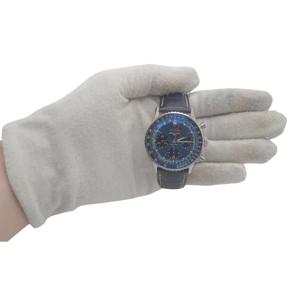 Breitling Navitimer 1 B01 Chronograph Automatic Blue Leather Strap Watch AB0139