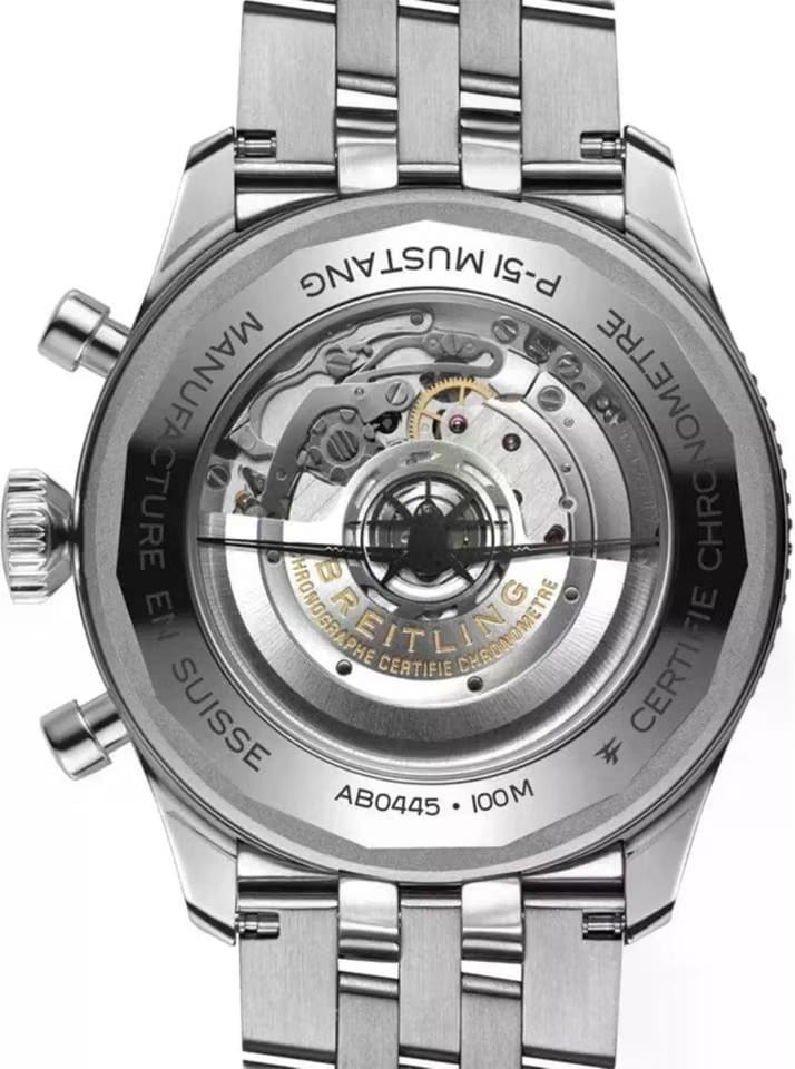 Breitling Super Avi Aviator Super AVI B04 P-51 Mustang Black Dial Stainless Steel Men's Watch AB04453 A1 B1 A1 Complete Full Set