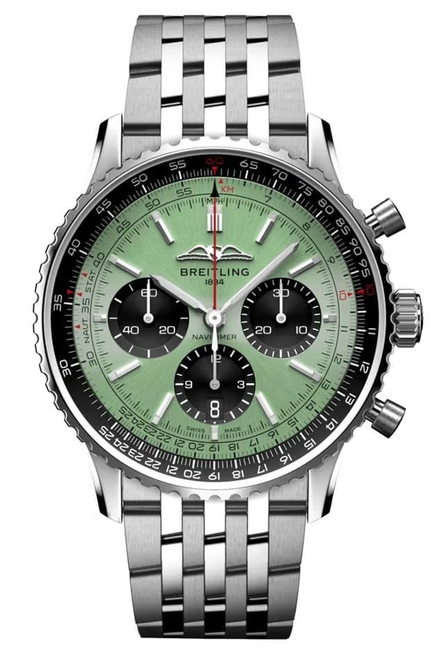 Breitling Navitimer 1 B01 Chronograph Green Dial 43 NEW UNWORN AB0138241 L1 A1