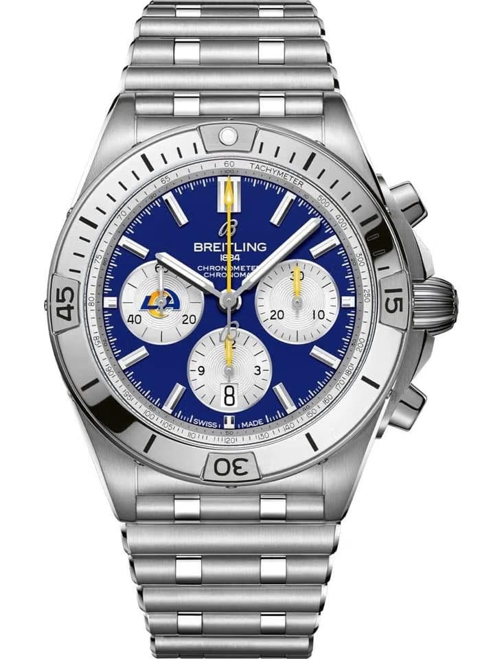 Breitling Chronomat 42 Super Chronomat 42mm Blue Dial NFL Rams Edition AB01342 B1 C9 A1