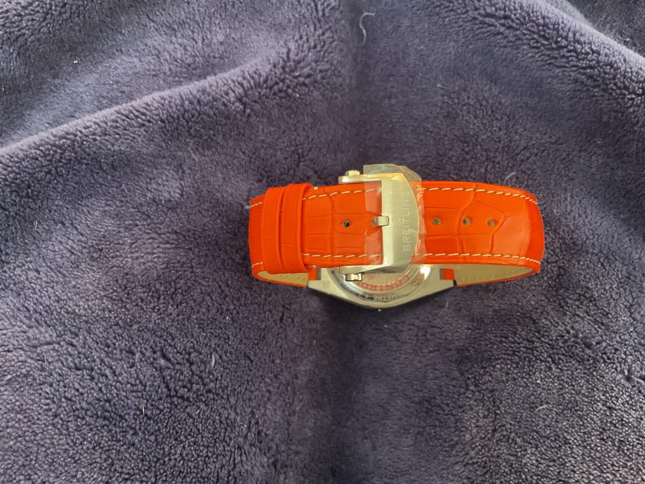 Breitling Chronomat 42 B01 42 NFL Broncos with custom orange leather band original included