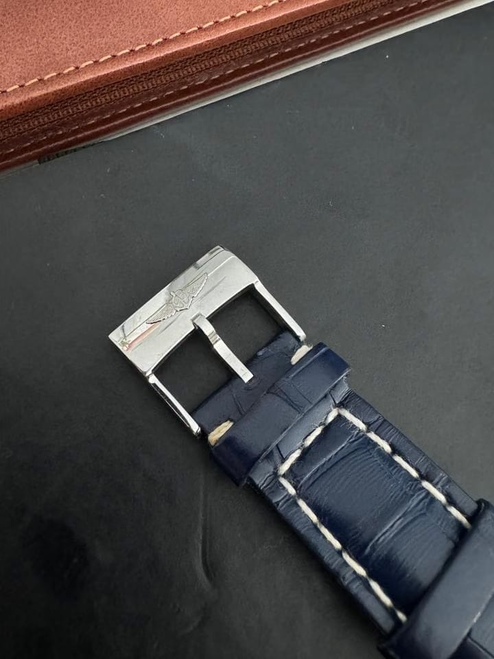 Breitling Chronomat 44 SALE 10/10 RARE 1 OWNER 18 K “ROSE” GOLD BLUE ALLIGATOR STRAP