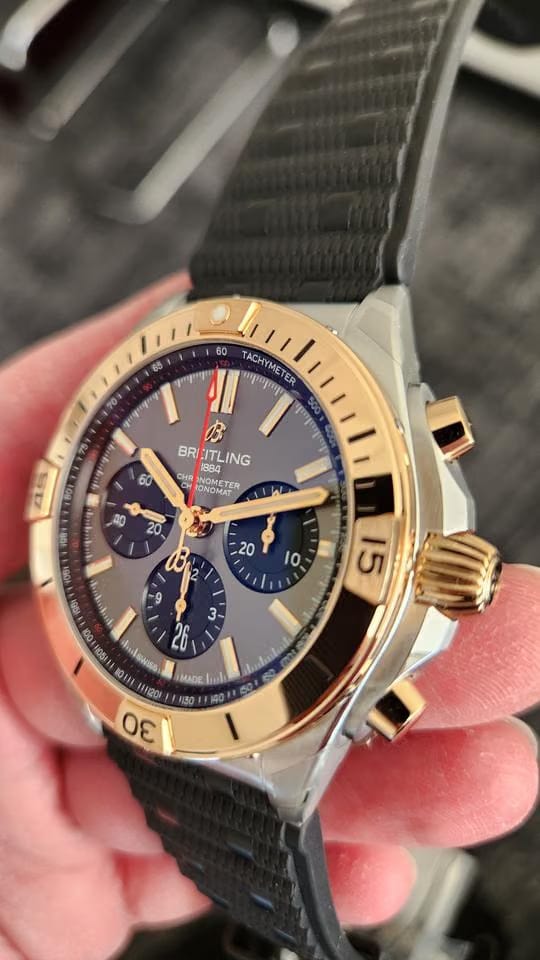 Breitling Chronomat 42 B01 Rose Gold Bezel 42mm Mens Watch NEW UNWORN FULL SET