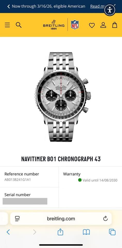 Breitling Navitimer 1 B01 Chronograph43 Unworn Full Set Warrany Till 08/2025