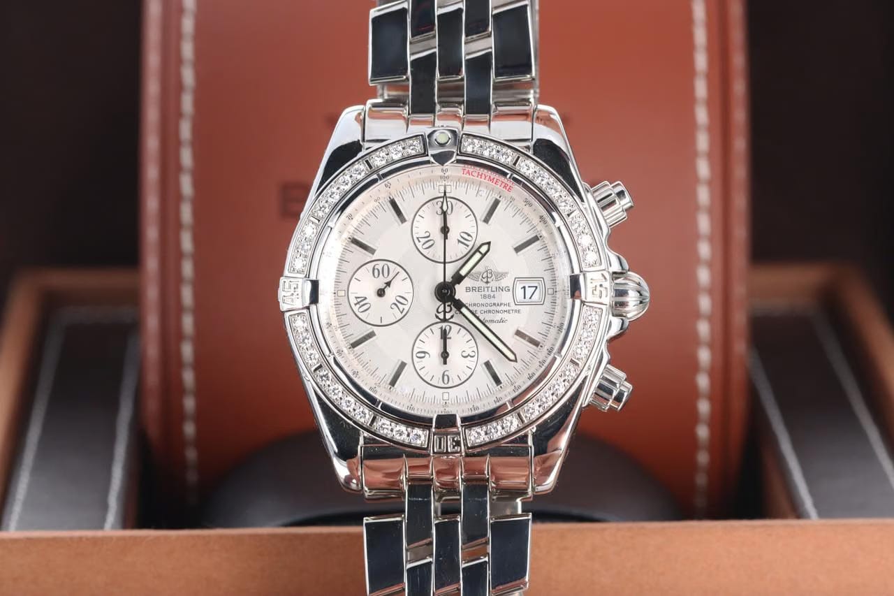 Breitling Chronomat Evolution44mm Stainless Steel Factory Pave Brilliant Diamond Bezel Chronomat 44