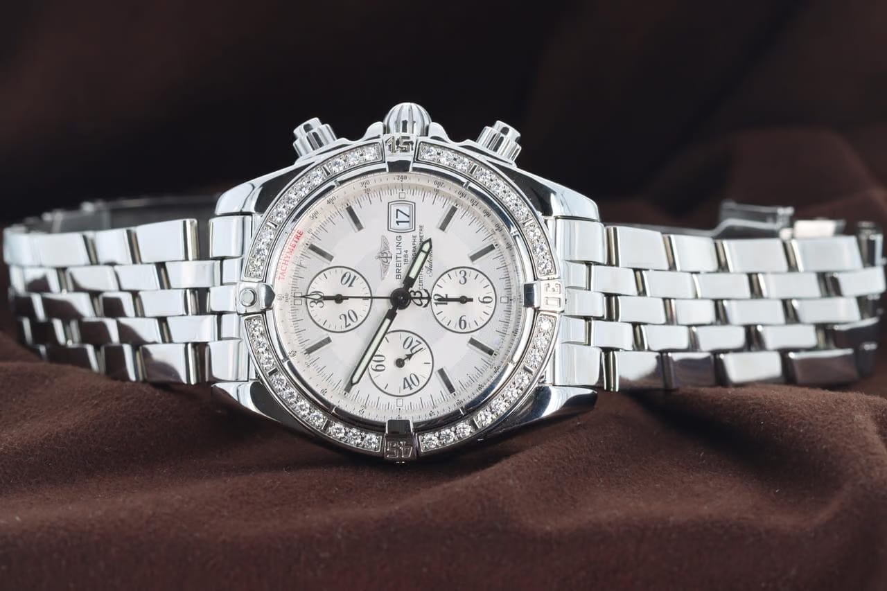 Breitling Chronomat Evolution44mm Stainless Steel Factory Pave Brilliant Diamond Bezel Chronomat 44