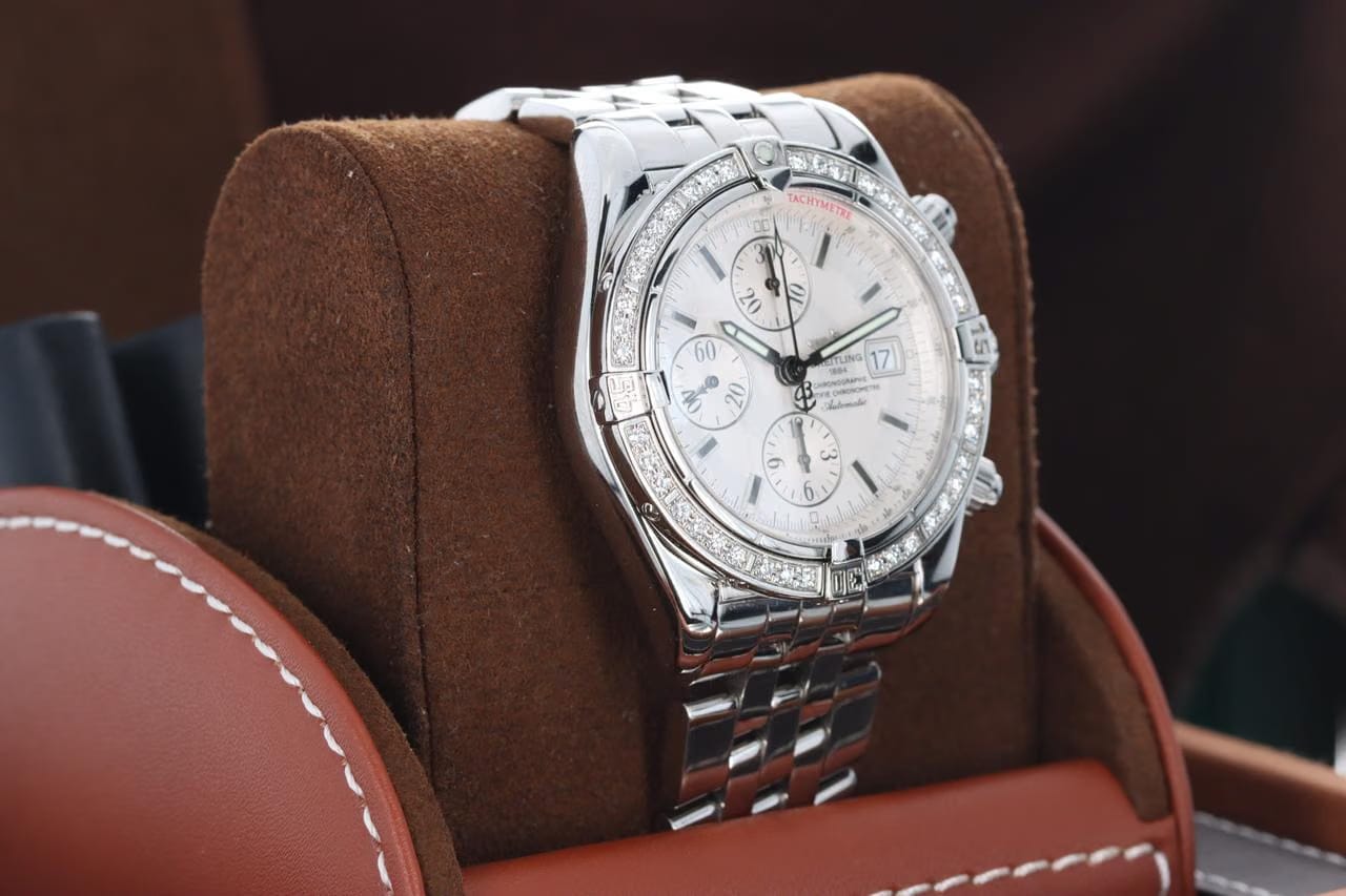 Breitling Chronomat Evolution44mm Stainless Steel Factory Pave Brilliant Diamond Bezel Chronomat 44