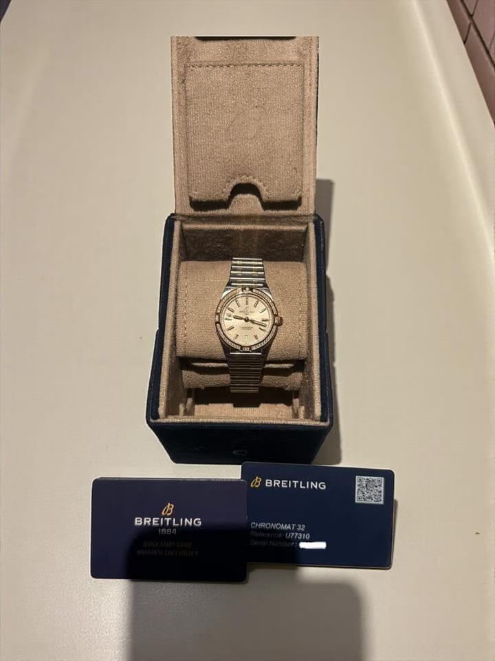 Breitling Chronomat32 - Rose Gold Steel - Silver with Factory Diamonds 99% UNWORN Box & Papers 2024