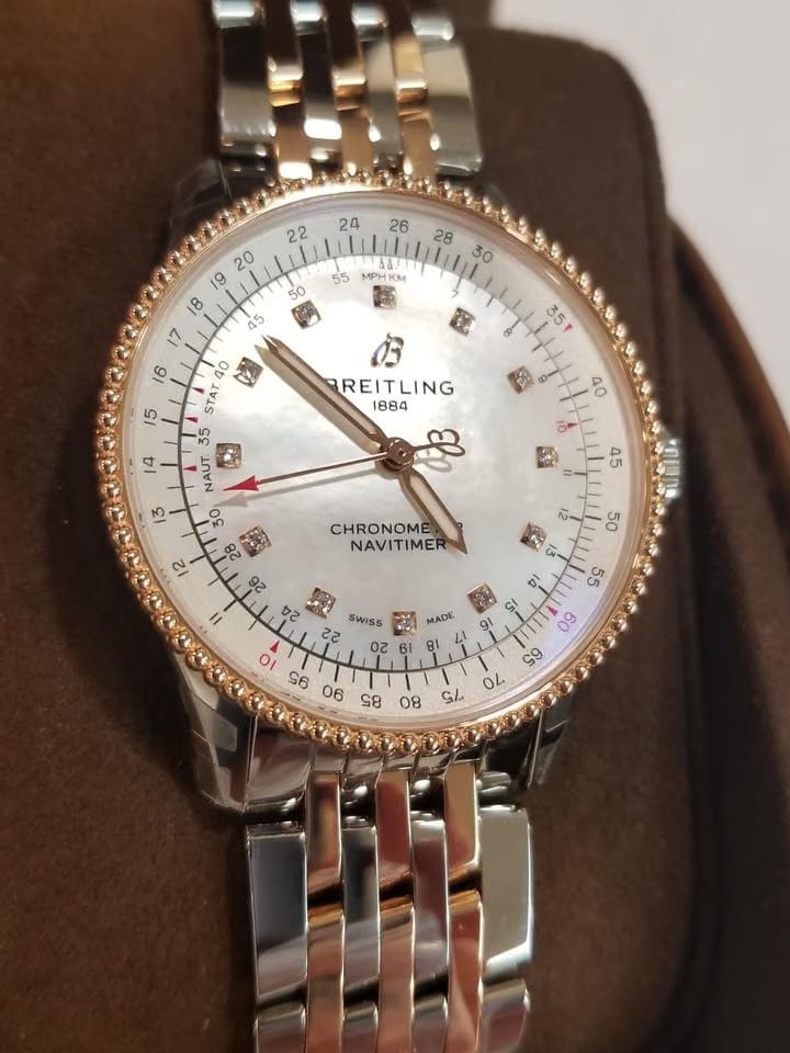 Breitling Navitimer Automatic 35 Steel and Gold Diamond Dial NEW UNWORN U17395211 A1 U1