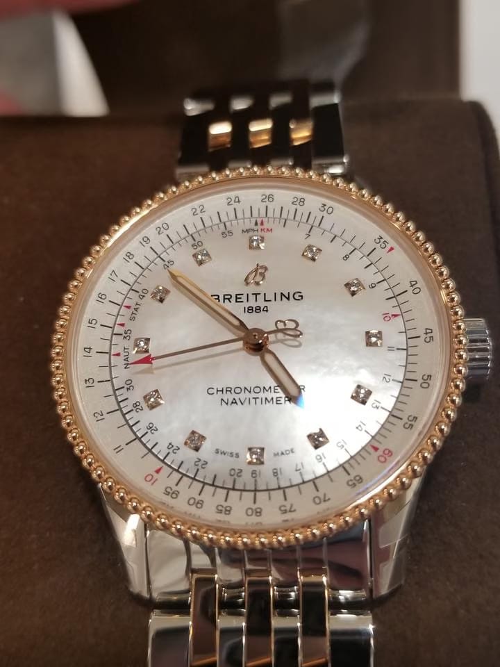 Breitling Navitimer Automatic 35 Steel and Gold Diamond Dial NEW UNWORN U17395211 A1 U1