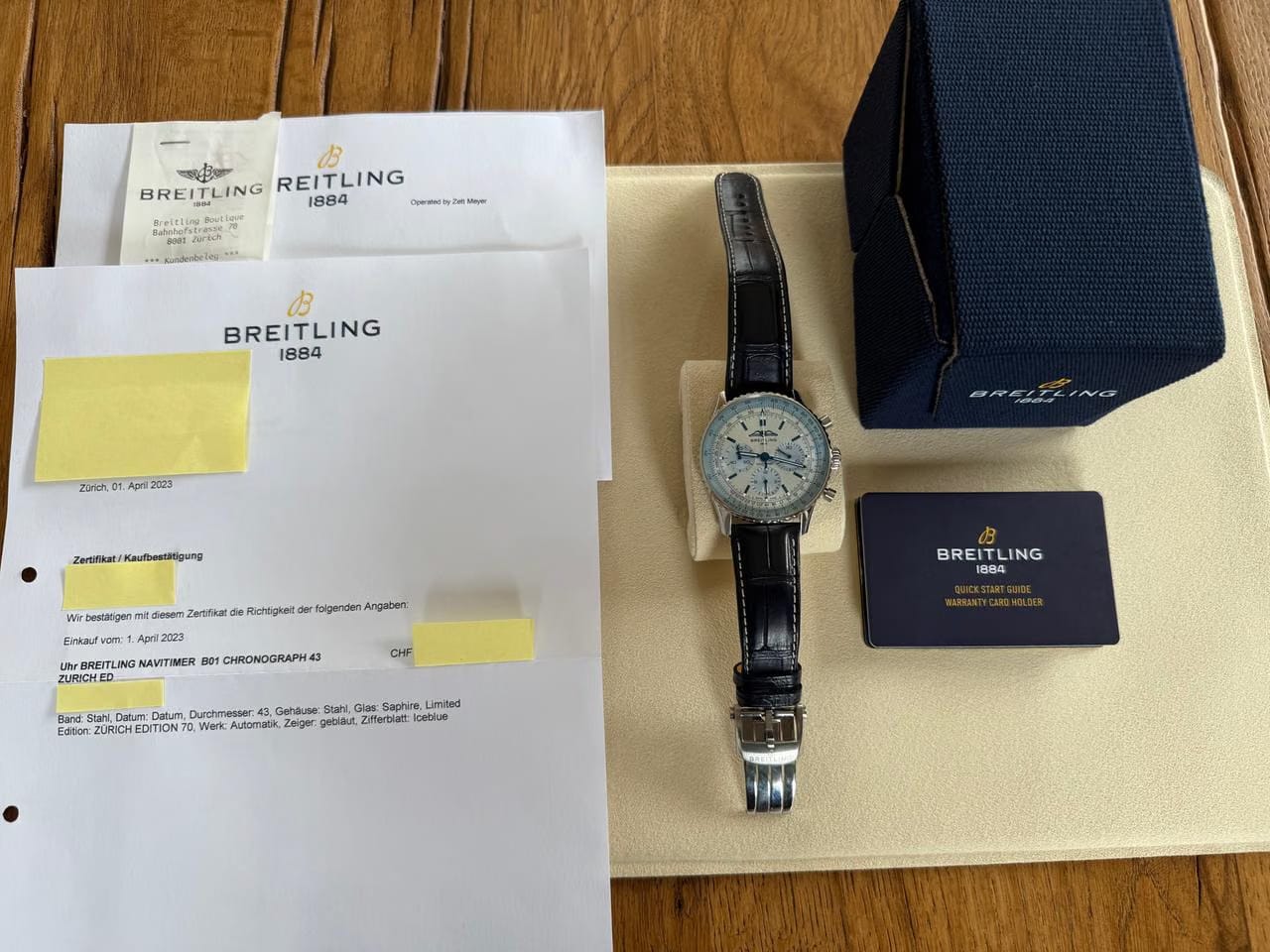Breitling Navitimer Zürich Limited Edition Full-Set inkl. Rechnungen Zürich Limited Edition