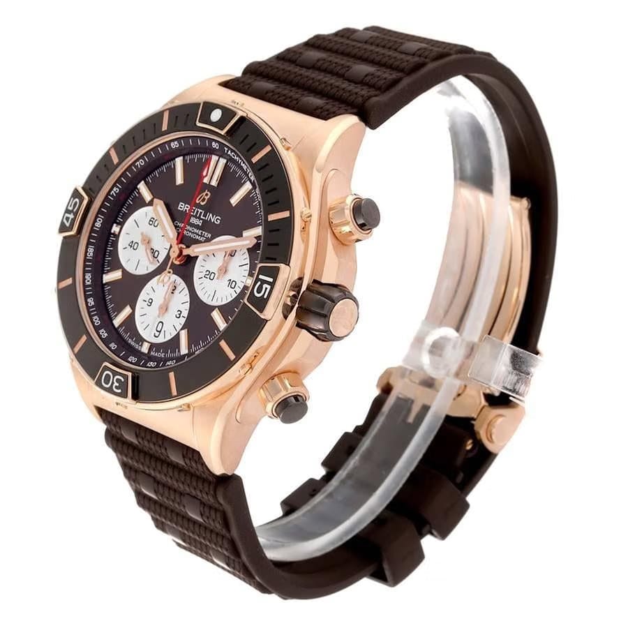 Breitling Chronomat Super Chronomat B01 44mm 18k Red Gold Brown Dial RB0136 E31 Q1 S1 1/4th second chronograph 30-minute and 12-hour totalizers