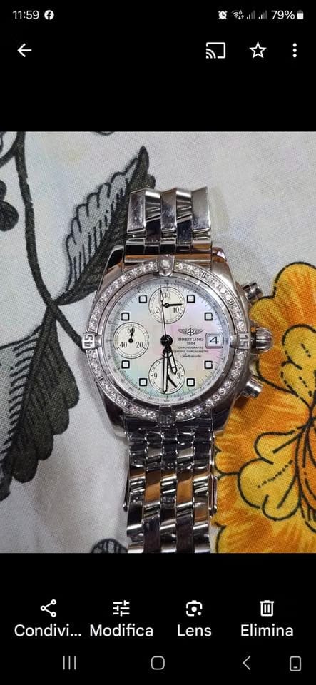 Breitling Chrono Cockpitacciaio con diamanti Ghiera con diamanti