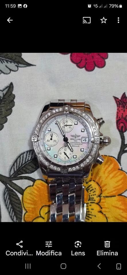 Breitling Chrono Cockpitacciaio con diamanti Ghiera con diamanti