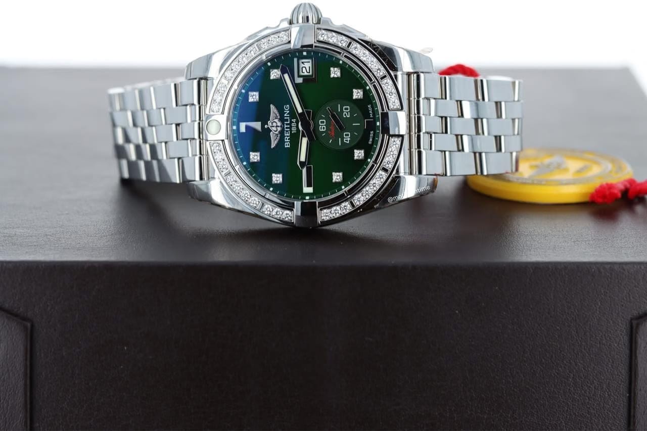 Breitling Galactic 36 Shamrock Olive Green 'P. Sheeran' Dublin Diamond Edition RARE Automatic A37330
