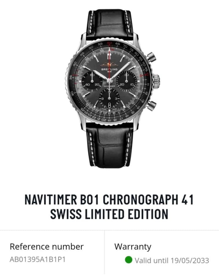 Breitling Navitimer Warranty till 2033