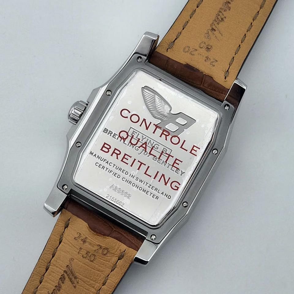 Breitling Bentley Flying Borologio uomo / quadrante argentato con madreperla / cassa acciaio / cinturino pelle marrone - REF. A2836212/B844/756 P