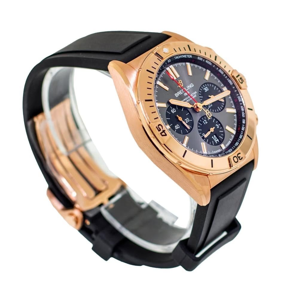 Breitling Chronomat 42 B01 Chronograph 42mm Rose Gold Anthracite Dial Black Rubber Strap