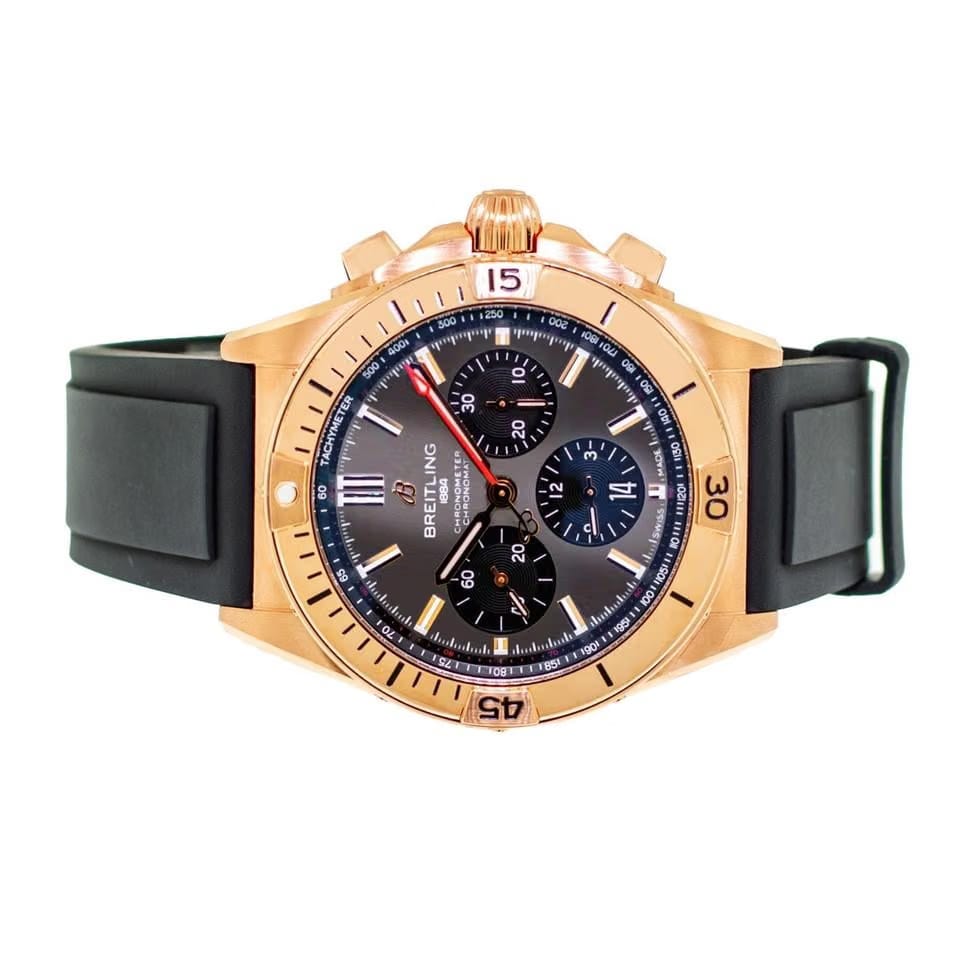 Breitling Chronomat 42 B01 Chronograph 42mm Rose Gold Anthracite Dial Black Rubber Strap